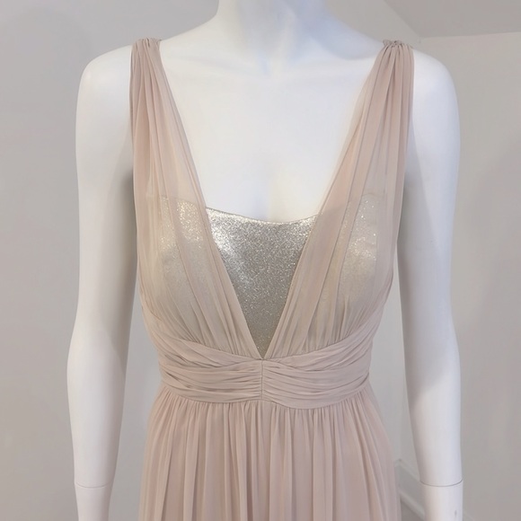 Sample Sale-NWT- Aftersix- 6741-size 10-Palomino (Beige)/ Gold-chiffon- Pristine - Picture 3 of 7